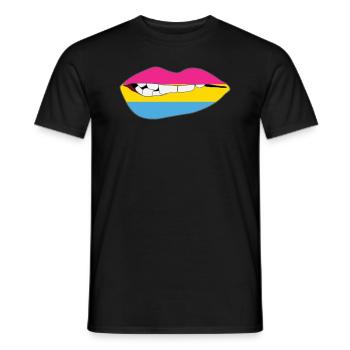 Biting Lips - Pansexual Flag - Men's T-Shirt - black - Front - AI Model Male 178 light (178cm)