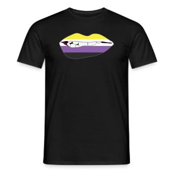 Biting Lips - Non-binary Flag - Men's T-Shirt - black - Front - AI Model Male 178 light (178cm)