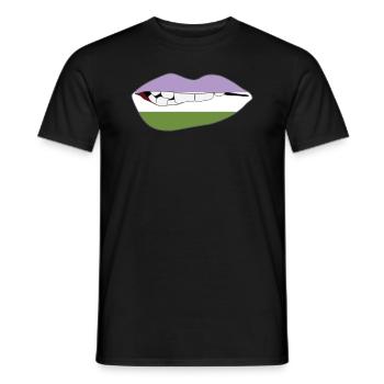 Biting Lips - Genderqueer - Men's T-Shirt - black - Front - AI Model Male 178 light (178cm)