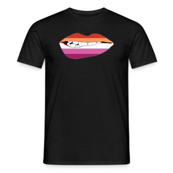 Biting Lips - Lesbian Flag - Men's T-Shirt - black - Front - AI Model Male 178 light (178cm)