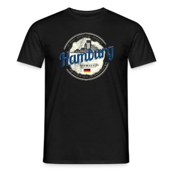 Hamburg Skyline Allemagne Souvenir vintage - T-shirt homme - noir - Devant - AI Model Male 178 light (178cm)