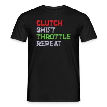 Clutch Shift Throttle Repeat Motorcycle Biker Gear - Men's T-Shirt - black - Front - AI Model Male 178 light (178cm)