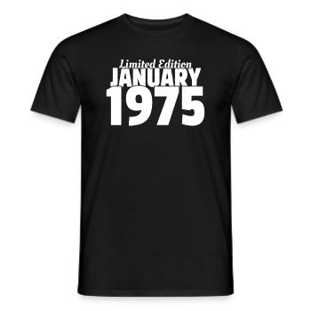 Edition Limitée Janvier 1975 - 50ème Anniversaire - T-shirt homme - noir - Devant - AI Model Male 178 light (178cm)