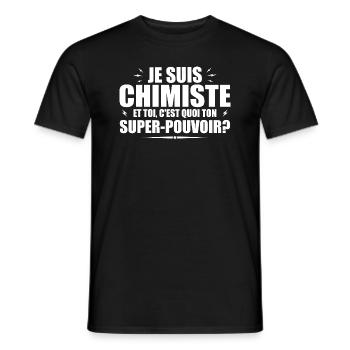 I am a Chemist. What's your superpower? - Men's T-Shirt - black - Front - AI Model Male 178 light (178cm)