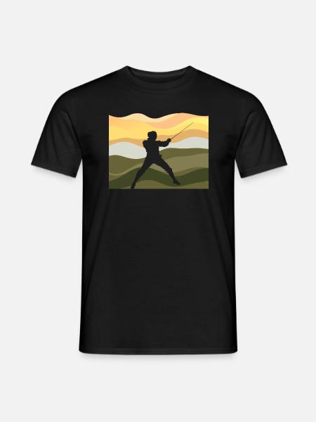 Fechten Schwertkampf Kämpfer - Männer T-Shirt - Schwarz