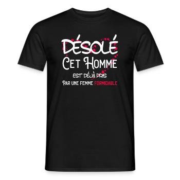 Homme Cadeau Couple Saint Valentin Humour Désolé - T-shirt homme - noir - Devant - AI Model Male 178 light (178cm)