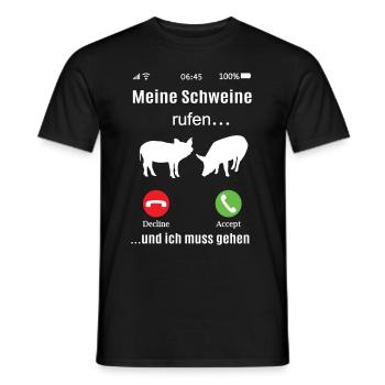Meine Schweine rufen Schwein Landwirt Geschenk Fun - Männer T-Shirt - Schwarz - Vorne - AI Model Male 178 light (178cm)