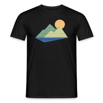 Berg mit Sonne Halftone - Männer T-Shirt - Schwarz - Vorne - AI Model Male 178 light (178cm)