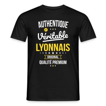 Authentique et véritable Lyonnais - Original - T-shirt homme - noir - Devant - AI Model Male 178 light (178cm)