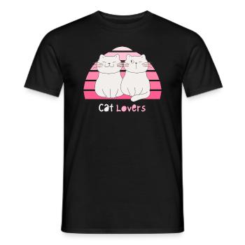 Cute Cat Duo: Pink Design for Cat Lovers - Men's T-Shirt - black - Front - AI Model Male 178 light (178cm)