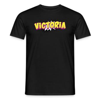 Victoria Custom Name Comic Book Style Pop Art, - Männer T-Shirt - Schwarz - Vorne - AI Model Male 178 light (178cm)