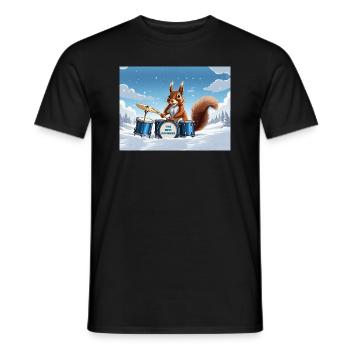 Squirrel plays drums - Men's T-Shirt - black - Front - AI Model Male 178 light (178cm)