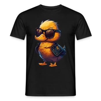 Canard frais avec lunettes de soleil - T-shirt homme - noir - Devant - AI Model Male 178 light (178cm)