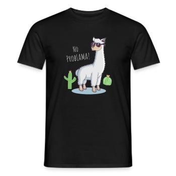 Funny Gift Lama No Problama Cactus Design - Männer T-Shirt - Schwarz - Vorne - AI Model Male 178 light (178cm)
