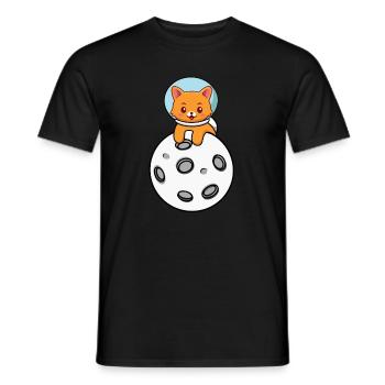 Space Cat - Men's T-Shirt - black - Front - AI Model Male 178 light (178cm)