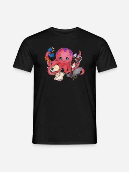 Multitasking Oktopus Lustiger Bürohumor Geschenk - Männer T-Shirt - Schwarz