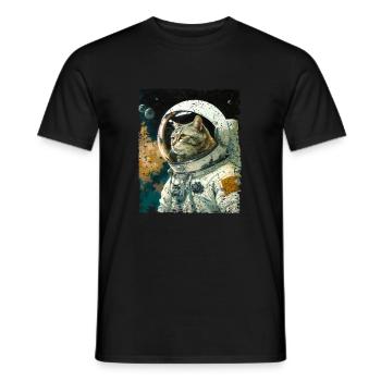 Spacecat Cat Astronaut Cat Space - Men's T-Shirt - black - Front - AI Model Male 178 light (178cm)