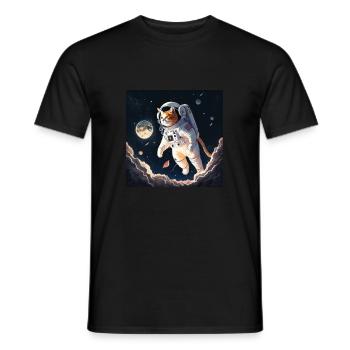 Chat de l’espace Spacecat - T-shirt homme - noir - Devant - AI Model Male 178 light (178cm)
