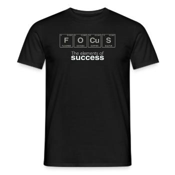 Funny sayings: The Elements of Success - FOCUS - Men's T-Shirt - black - Front - AI Model Male 178 light (178cm)