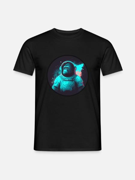 Affe im Weltraumanzug - Männer T-Shirt - Schwarz