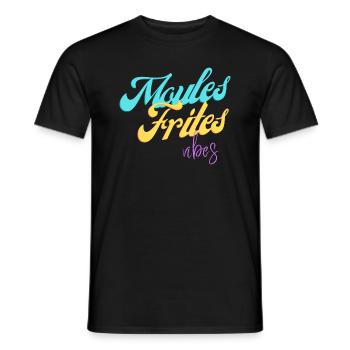 Moules frites vibes tee shirt humoristique chti - T-shirt homme - noir - Devant - AI Model Male 178 light (178cm)