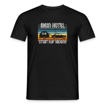 Wohnwagen Hotel Camping - Männer T-Shirt - Schwarz - Vorne - AI Model Male 178 light (178cm)
