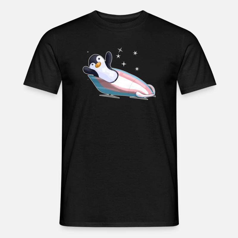 Penguin in a bobsleigh trans pride - Men’s T-shirt - black