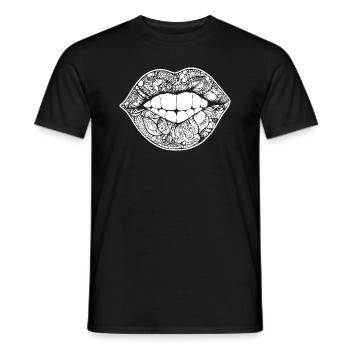 Lips, mouth, kissing lips - Men's T-Shirt - black - Front - AI Model Male 178 light (178cm)