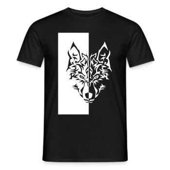 Tribal Wolf Wild Tattoo Statement Whimsy - Men's T-Shirt - black - Front - AI Model Male 178 light (178cm)
