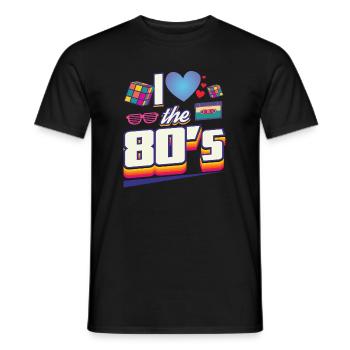 I Love 80s 80s Themed Party Outfit Gift - Men's T-Shirt - black - Front - AI Model Male 178 light (178cm)