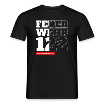Firefighters 122 ready for action - Men's T-Shirt - black - Front - AI Model Male 178 light (178cm)