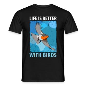 Observation des oiseaux Oiseaux Observation des oiseaux Oiseaux - T-shirt homme - noir - Devant - AI Model Male 178 light (178cm)