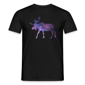 Moose Space Universe Stars Sky - Men's T-Shirt - black - Front - AI Model Male 178 light (178cm)