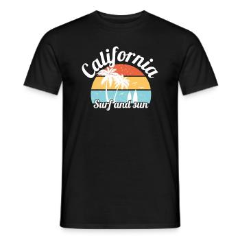 california surf and sun - Men's T-Shirt - black - Front - AI Model Male 178 light (178cm)