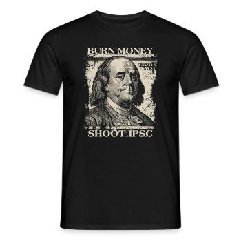 IPSC Burn Money - Men's T-Shirt - black - Front - AI Model Male 178 light (178cm)