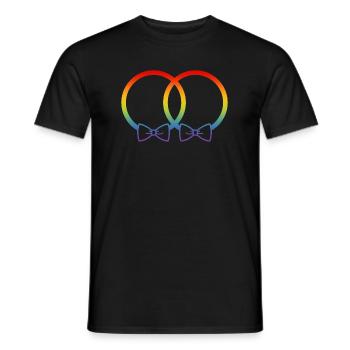 Alliances LGBT Mariage Enterrement de vie de garçon Couple Arc-en-ciel Noeud papillon - T-shirt homme - noir - Devant - AI Model Male 178 light (178cm)