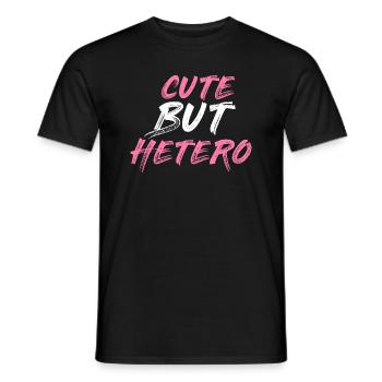Mignon mais hétéro | Cadeau pour femme et homme. - T-shirt homme - noir - Devant - AI Model Male 178 light (178cm)