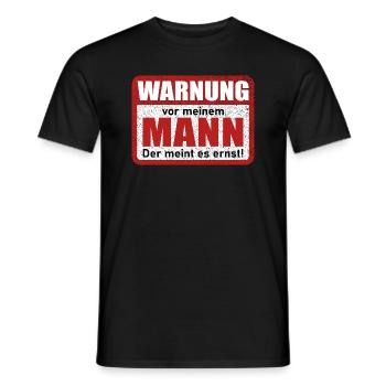 Warnung vor meinem Mann Lustiger Spruch - Männer T-Shirt - Schwarz - Vorne - AI Model Male 178 light (178cm)
