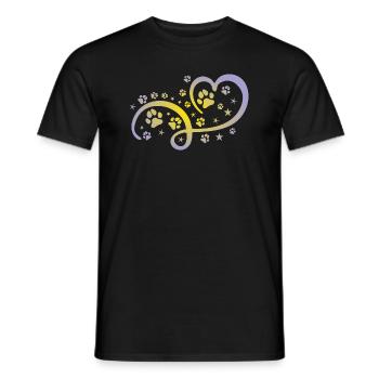 Herz mit Pfötchen und Sternen - Männer T-Shirt - Schwarz - Vorne - AI Model Male 178 light (178cm)