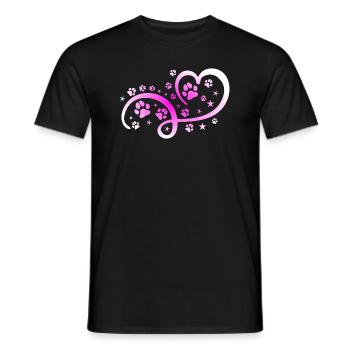 Herz mit Pfötchen und Sternen - Männer T-Shirt - Schwarz - Vorne - AI Model Male 178 light (178cm)
