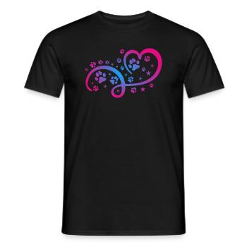 Herz mit Pfötchen und Sternen - Männer T-Shirt - Schwarz - Vorne - AI Model Male 178 light (178cm)