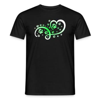 Herz mit Pfötchen und Sternen - Männer T-Shirt - Schwarz - Vorne - AI Model Male 178 light (178cm)