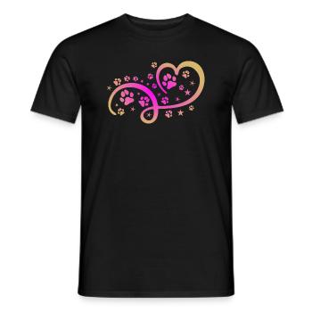 Herz mit Pfötchen und Sternen - Männer T-Shirt - Schwarz - Vorne - AI Model Male 178 light (178cm)