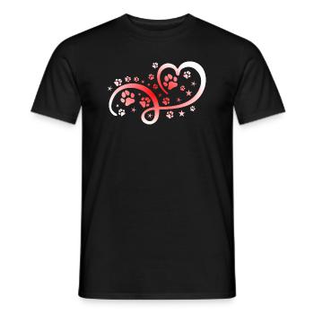 Herz mit Pfötchen und Sternen - Männer T-Shirt - Schwarz - Vorne - AI Model Male 178 light (178cm)
