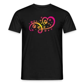 Herz mit Pfötchen und Sternen - Männer T-Shirt - Schwarz - Vorne - AI Model Male 178 light (178cm)