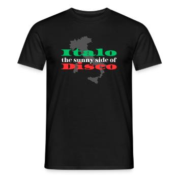 Sunny Italo disco t shirt - Men's T-Shirt - black - Front - AI Model Male 178 light (178cm)