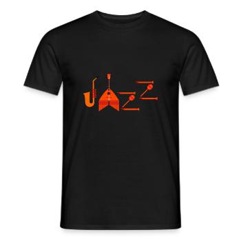 Music Instruments Jazz Guitar Clef - Men's T-Shirt - black - Front - AI Model Male 178 light (178cm)