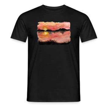 Painted Sunset Watercolor/Ink - Men's T-Shirt - black - Front - AI Model Male 178 light (178cm)
