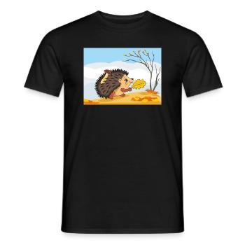Cute walking hedgehog - Men's T-Shirt - black - Front - AI Model Male 178 light (178cm)