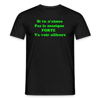 Citation musique forte ou rien vert - T-shirt homme - noir - Devant - AI Model Male 178 light (178cm)